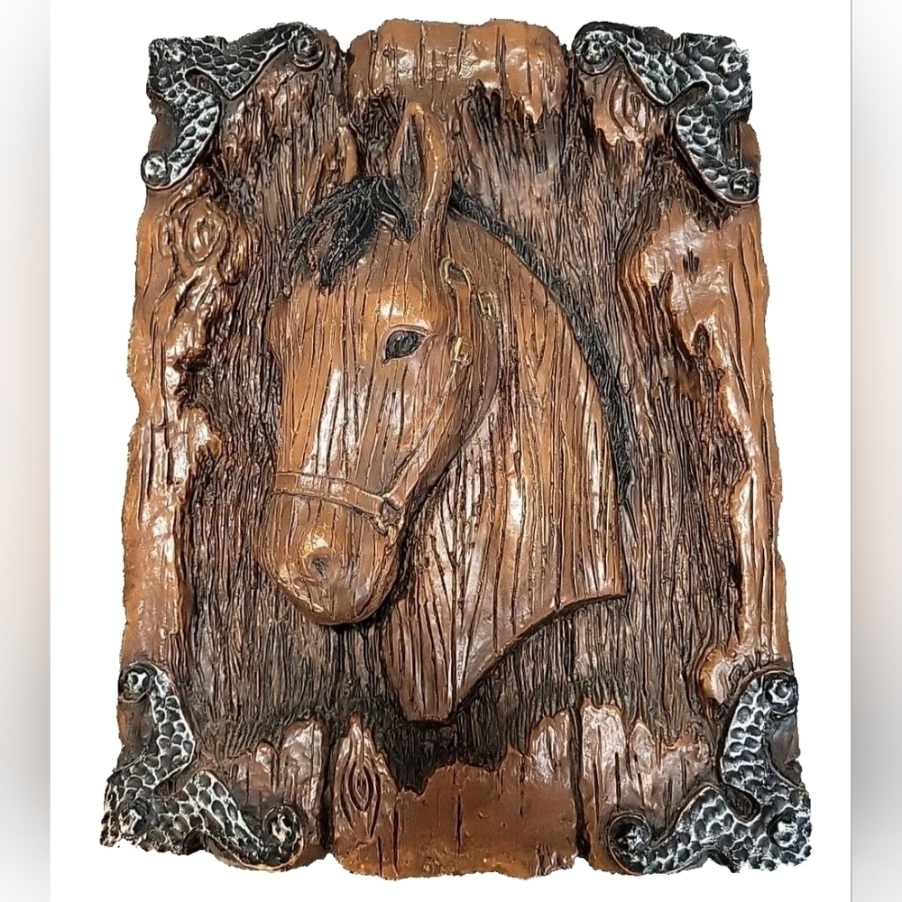 Vintage Girotti Horse Wood Sculpture 70's Wall Art – Looking Left